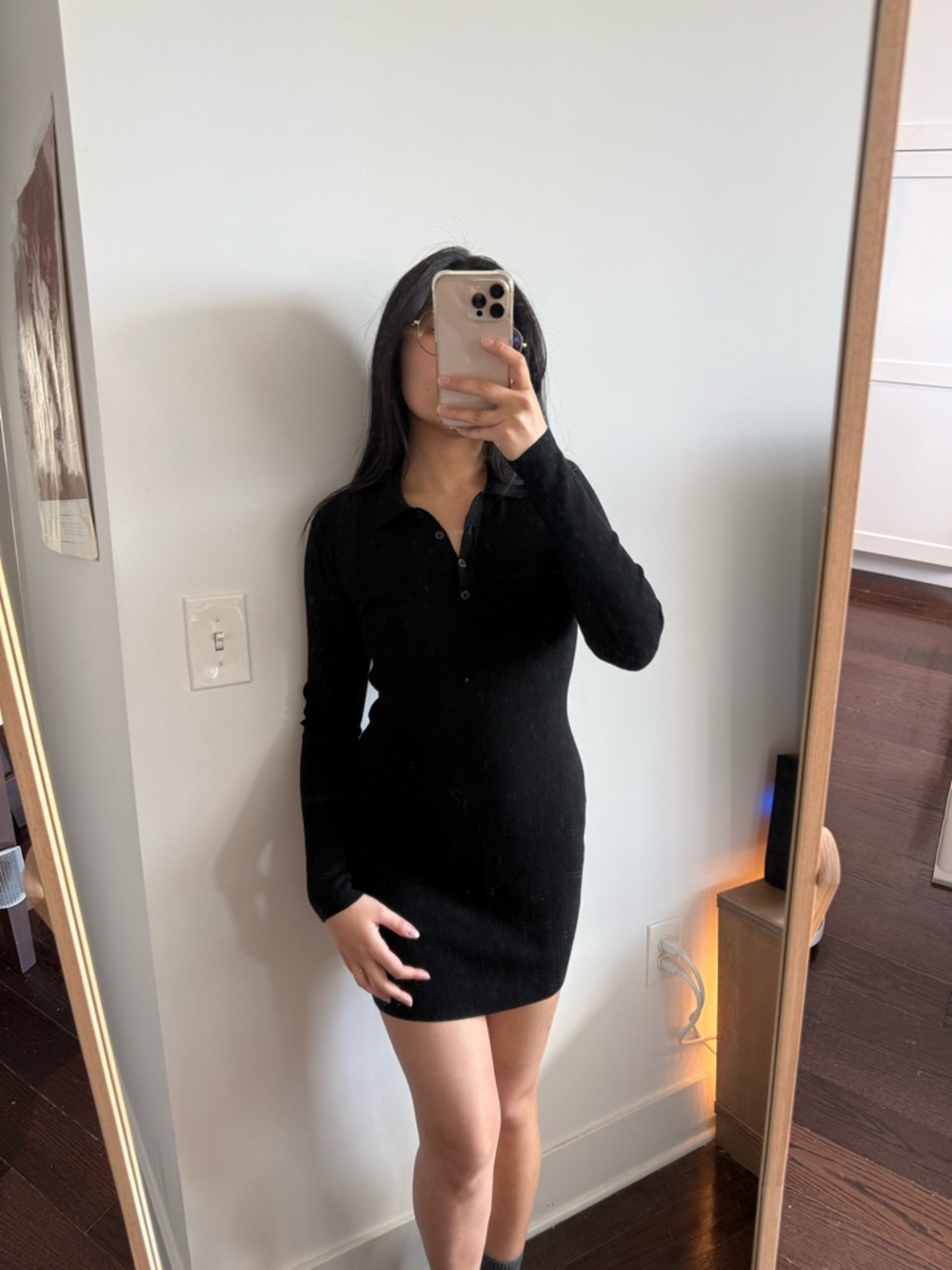 Sunday Best Black Ribbed Polo Sweater Dress - Picture 3 of 3